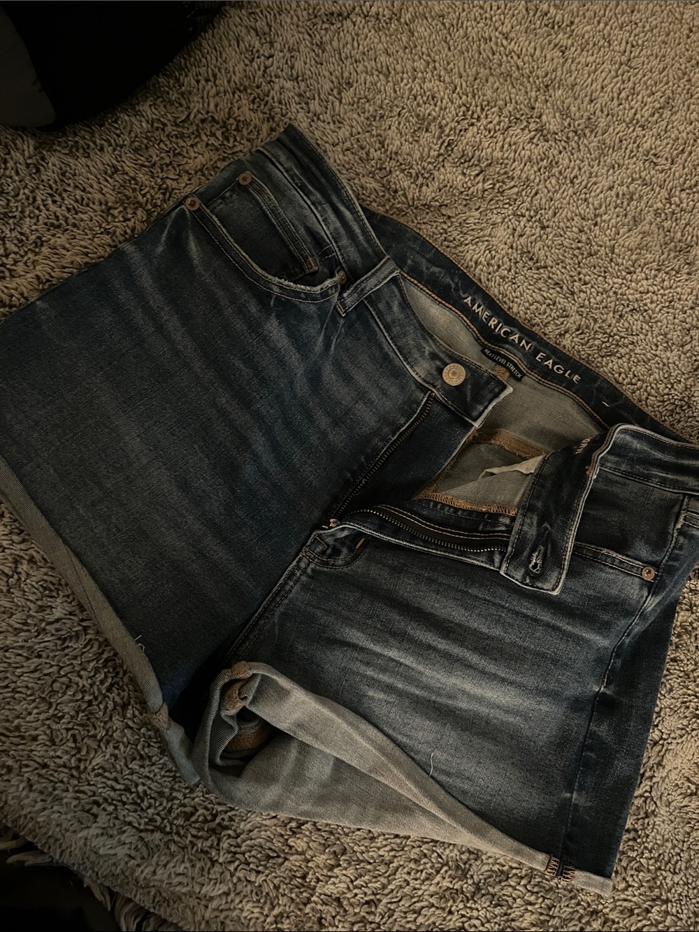American Eagle Outfitters Dark Indigo High-Rise Denim Shorts